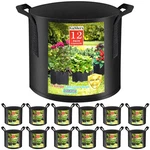 12 Pack Grow Bags 5 Gallon, 300G Heavy Duty Thickened Non-woven Plant Pla.... Fixed Price $33.61.