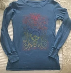 Jake's Waffle Light Thermal Blue Long Sleeve Rhinestone Y2K Peace Top Size. Fixed Price $9.99.