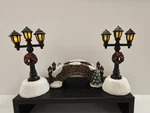 2 Carole Towne Collections Outdoor Lamps Holiday W/ Wreath & Winter Bridge.... Fixed Price $18.00.