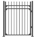 Xcel Black Steel Anti-rust Fence Gate 4FT W 5FT Sharp End Pickets 3-RAIL. Fixed Price $185.00.
