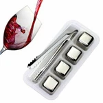 4PCS Stainless Steel Whiskey Stone Shaped Chilling Rocks Reusable Ice Cube. Fixed Price $10.99.