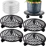 4-PACK 12" Large Metal Plant Caddy W/ 3 Pu Wheels Heavy-duty Wrought Iron Roller. Fixed Price $62.98.