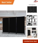 Versatile Privacy Folding Screen Black 3-PANEL Room Divider, Quick Assembly. Fixed Price $91.13.