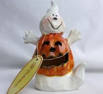 Ghost Pumpkin Jack Lantern Led Multi Color Lights Blinking Tii Collections 4". Fixed Price $14.99.