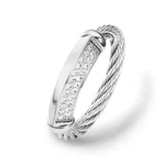 New Charriol Cable Signature Better Half Steel Cz Stones Ring US-8.5 EUR-58. Fixed Price $120.00.