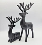Set Of 2 Matte Black Metal Figurines, 9" & 6" Tall Deer, Modern Or Rustic. Fixed Price $18.00.