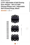 Wright Products 3/4" Adjustable & Self Closing Door Hinges - Set Of 2, Black. Fixed Price $18.99.