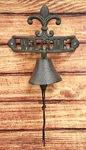 Cast Iron Rustic French Fleur De Lis Crown Welcome Sign Door Wall Yard Bell. Fixed Price $32.99.