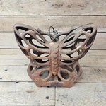 Vintage Cast Iron Butterfly Plant Stand Garden Decor Rustic Outdoor 9X8. Fixed Price $40.00.