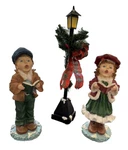 Christmas Carolers Boy & Girl With Lamp Post Resin 12" By Collections Etc Nib. Fixed Price $34.99.