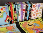 Loralie Joy Dogs Paw Dots Cotton Fabric Set Of 13 Fat Quarters + 24" Panel. Fixed Price $50.00.