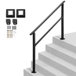 Vevor Outdoor Handrails For 4-5 Step Stairs Black Square Tube Easy Install. Fixed Price $57.99.