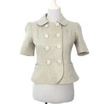 Jake And Rae Double Breasted Short Sleeve Jacket Top Womens Small Beige Gray. Fixed Price $40.00.