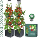 Mymulike 2 Pack Raised Garden Bed Planter Box With Trellis, 58 Tomato Cage. Fixed Price $48.22.