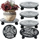4X 13" Heavy-duty Wrought Iron Plant Caddy With Pu Wheels, Rolling Dolly. Fixed Price $73.48.