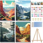 4 Pack National Park Paint By Numbers Kit For Adults With Wooden Frame, Lands.... Fixed Price $42.19.