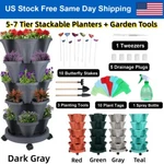 5-7 Tier Stackable Planters Vertical Pot With 4 Wheels & Garden Tool Set. Fixed Price $39.86.