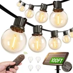 Addlon Solar String Lights Outdoor With Remote, 54 Led 100FT, Black. Fixed Price $66.49.