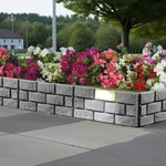 Solar Lighted Gray Brick Garden Landscape Border Edging Panel Plastic Yard Decor. Fixed Price $119.98.