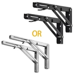 Folding Shelf Brackets Wall Mounted Heavy Duty Triangle 2PCS Black/silve. Fixed Price $16.59.