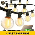 Addlon 100FT Solar String Lights With Remote, 54 Led Bulbs, Waterproof. Fixed Price $70.99.