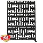 Oakland Living 6X4 Ft Black Metal Privacy Screen Room Divider Freestanding. Fixed Price $199.99.