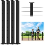Gyykzz 42" Cable Railing Pack, Matte Black Posts, Level POST-4. Fixed Price $213.97.
