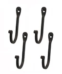 Early American Single Prong Wrought Iron Hooks, Set Of 4 - Rustic Curved Meta.... Fixed Price $14.46.