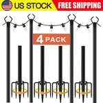 10FT String Poles 4 Pack, For Outside Lights, Metal Stand, Patio Backyard. Fixed Price $52.99.
