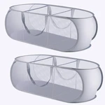2 Pack Mesh Foldable Laundry Basket, 3 Compartments Up Hamper With Handl.... Fixed Price $30.34.