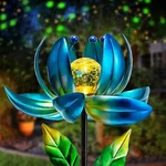 Solar Lotus Wind Spinner Garden Stake Led Crackle Glass Outdoor Metal Yard Decor. Fixed Price $39.98.