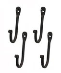 Early American Single Prong Wrought Iron Hooks, Set Of 4 - Rustic Curved Metal. Fixed Price $15.99.