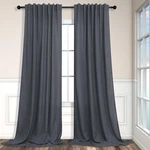 Dark Grey Curtains 84 Inch Length 2 Panels Set For Living Room Pleated Sheer .... Fixed Price $47.18.