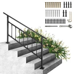 Vevor Iron Stair Railing Kit 0-5 Steps Outdoor Black W/ Bars. Fixed Price $99.90.