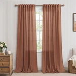 Mrs.naturall Terracotta Linen Curtains 84 Inches Long For Living Room, Rustic.... Fixed Price $40.40.