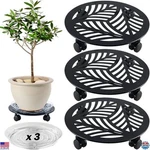 3-PACK Heavy-duty 13.6" Metal Plant Caddy With Pu Wheels Sturdy Rolling Stands. Fixed Price $73.48.