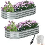 2 Pack Galvanized Raised Garden Bed Kit Oval Metal Planter Boxes Outdoor. Fixed Price $34.99.