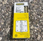 Lot Of Stanley 3.5" Pair Door Hinges 08-2470 Bright Brass Plated Steel. Fixed Price $40.00.