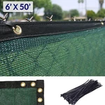 6'X50' Green Fence Privacy Screen, Backyard Shade Mesh Tarp Garden Windscreen. Fixed Price $49.99.