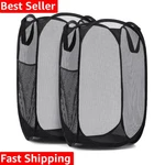 Collapsible Mesh Pop Up Hamper With Wide Opening And Side Pocket - Breathable.... Fixed Price $24.69.