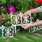 Sungmor Cast Iron 4PCS Garden Edging Border Yard Stakes Lawn Picket Fence Panels. Fixed Price $65.99.