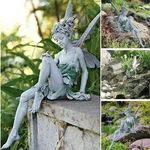 Miniature Sitting Fairy Elf Statue Yard Craft Landscaping Garden Home Decor Us. Fixed Price $12.84.