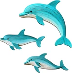 GOODANGIE00 3 Pcs Wooden Sea Dolphin Wall Art Decor - 9.8" Ocean Animal Beach Th. Fixed Price $14.68.