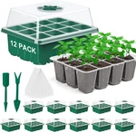 12 Pack Seed Starter Tray Kit With Humidity Adjustable Dome Green. Fixed Price $17.74.