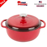 Lodge 4.5QT Enameled Cast Iron Dutch Oven With Lid Dual Handles Spice Red. Fixed Price $64.99.