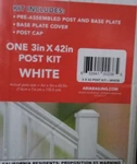 Aria Railing Deck Post Kit Aluminum White Powder Quoted Open Box 3" 42". Fixed Price $39.99.