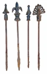 4 Cast Iron Yard Art Stakes 16.5 Fleur De Lis Seashell Finial Vintage Outdoor. Fixed Price $71.99.