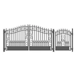 Aleko Venice Style Garden 14 Ft Dual Black Driveway Gate With Pedestrian. Fixed Price $2879.10.