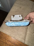 Vtg Blue Swirl Graniteware Wall Mounted Soap Dish Holder Enamelware Farm Prop. Fixed Price $42.95.