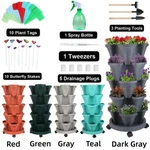 5-TIER Vertical Stackable Pot With 4 Wheels & Garden Tool Set. Fixed Price $39.86.